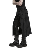 Punk Rave Mens Dark Gothic Damask Chained Half-Skirt Kilt