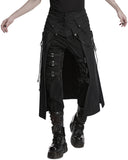 Punk Rave Mens Dark Gothic Damask Chained Half-Skirt Kilt