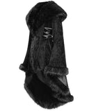 Eva Lady Womens Baroque Gothic Damask Winter Coat With Faux Faur Trims - Black