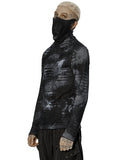 Punk Rave Mens Apocalyptic Punk Spliced Tie Dye Mesh Top - Black & Grey