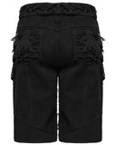 Punk Rave Mens Apocalyptic Punk Studded & Shredded Cutoff Shorts