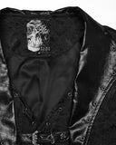 Punk Rave Mens Dark Victorian Gothic Damask Jacquard Waistcoat Vest - Black