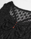 Devil Fashion Womens Gothic Beaded Lace Top