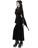 Punk Rave Womens Long Gothic Velvet & Lace Beaded & Embroidered Maxi Dress