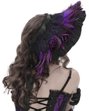 Devil Fashion Womens Dark Gothic Feathered Rose Fascinator Headpiece - Black & Purple