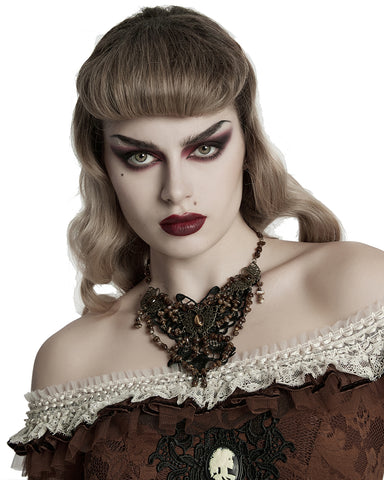 Punk Rave Womens Steampunk Butterfly Choker Necklace - Black & Brown