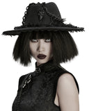 Punk Rave Womens Gothic Dragon Spine Chained Wide Brim Hat