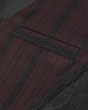 Devil Fashion Mens Corporate Gothic Striped Swallowtail Waistcoat - Red & Black