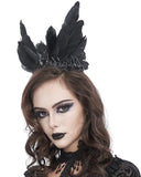 Devil Fashion Womens Gothic Crucifix Feathered Tiara Crown Fascinator