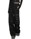 Punk Rave Womens Apocalyptic Gothic Cut & Sew Crucifix Cargo Pants