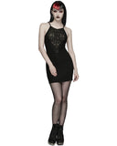 Punk Rave Womens Elegant Gothic Lace Applique Mini Slip Dress