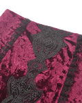 Dark In Love Long Gothic Vampire Crushed Velvet & Lace Fishtail Skirt - Red & Black