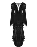 Dark in Love Womens Long Asymmetric Velvet Ruffle Off-Shoulder Mermaid Dress