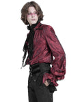 Devil Fashion Mens Gothic Crucifix Paisley Jacquard Dress Shirt & Cravat - Red & Black