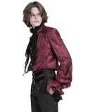 Devil Fashion Mens Gothic Crucifix Paisley Jacquard Dress Shirt & Cravat - Red & Black