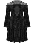 Punk Rave Plus Size Womens Gothic Night Rose Dress - Black Velvet