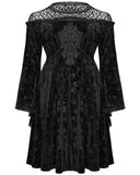 Punk Rave Plus Size Womens Gothic Night Rose Dress - Black Velvet