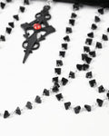Dark In Love Womens Gothic Crucific Beaded Choker Necklace - Black & Red