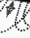 Dark In Love Womens Gothic Crucific Beaded Choker Necklace - Black & Red