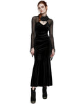 Punk Rave Womens Regency Gothic Velvet & Mesh Beaded Evening Dress