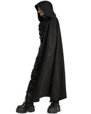 Punk Rave Mens Gothic Dark Knight One-Shoulder 2-Piece Hooded Cloak Cape Black