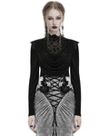 Punk Rave Daily Life Womens Elegant Gothic Swing Collar Lace Inset Top