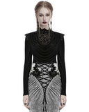 Punk Rave Daily Life Womens Elegant Gothic Swing Collar Lace Inset Top