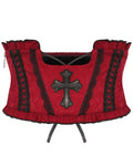 Dark In Love Womens Gothic Vampire Princess Waist Cincher Corset Belt - Red Jacquard