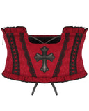 Dark In Love Womens Gothic Vampire Princess Waist Cincher Corset Belt - Red Jacquard