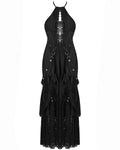 Devil Fashion Womens Long Gothic Punk Lace Up Strapping Maxi Dress