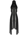 Punk Rave Womens Gothic Cyberpunk Hooded Harness Chiffon Cloak Cape