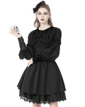 Dark In Love Gothic Velvet Coffin Collar Dress - Black