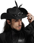 Punk Rave Mens Apocalypse Wasteland Punk Western Skulls Cowboy Hat - Black