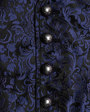 Punk Rave Mens Gothic Aristocrat Formal Jacquard Waistcoat Vest - Blue