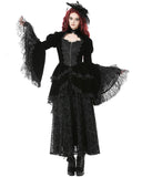 Dark In Love Womens Victorian Gothic Velvet & Jacquard Tail Coat Frock Jacket