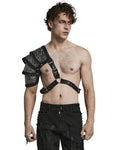 Punk Rave Mens Imperial Gothic Gladiator Shoulder Armour Harness - Black & Silver