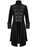 Devil Fashion Mens Eldermyst Long Gothic Overcoat - Black Chenille