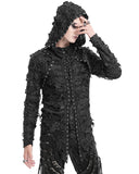 Devil Fashion Mens Apocalyptic Punk Shredded Lace Up Hooded Top