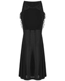 Punk Rave Womens Long Gothic Velvet & Lace Applique Maxi Skirt