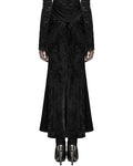 Punk Rave Daily Life Womens Long Gothic Velvet Applique Maxi Skirt - Black