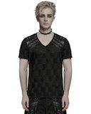 Punk Rave Mens Apocalyptic Gothic Shredded & Studded Broken Knit T Shirt Top