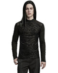 Punk Rave Mens Gothic Skull Cameo Mesh Long Sleeve Tee