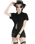 Dark In Love Womens Apocalyptic Punk Shredded Split-Hem Top