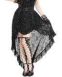 Dark In Love Long Gothic Lace Contrast Hitch-Hem Maxi Bustle Corset Skirt