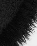 Devil Fashion Womens Dark Gothic Velvet & Jacquard Hooded Cloak Cape
