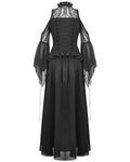 Dark In Love Long Dark Gothic Lace Cold Shoulder Maxi Dress