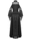 Dark In Love Long Dark Gothic Lace Cold Shoulder Maxi Dress