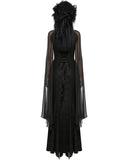 Punk Rave Womens Long Gothic Damask Flared Chiffon Sleeve Maxi Dress