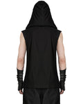 Punk Rave Mens Apocalyptic Gothic Cyberpunk Mesh Overlay Hooded Tank Top Vest