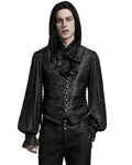 Punk Rave Mens Gothic Aristocrat Formal Jacquard Waistcoat Vest - Black